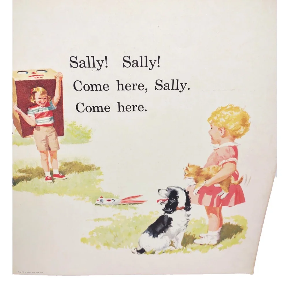 Vintage 2 Sided Over sized Dick Jane and Sally Teachers Big Book Poster Card 9